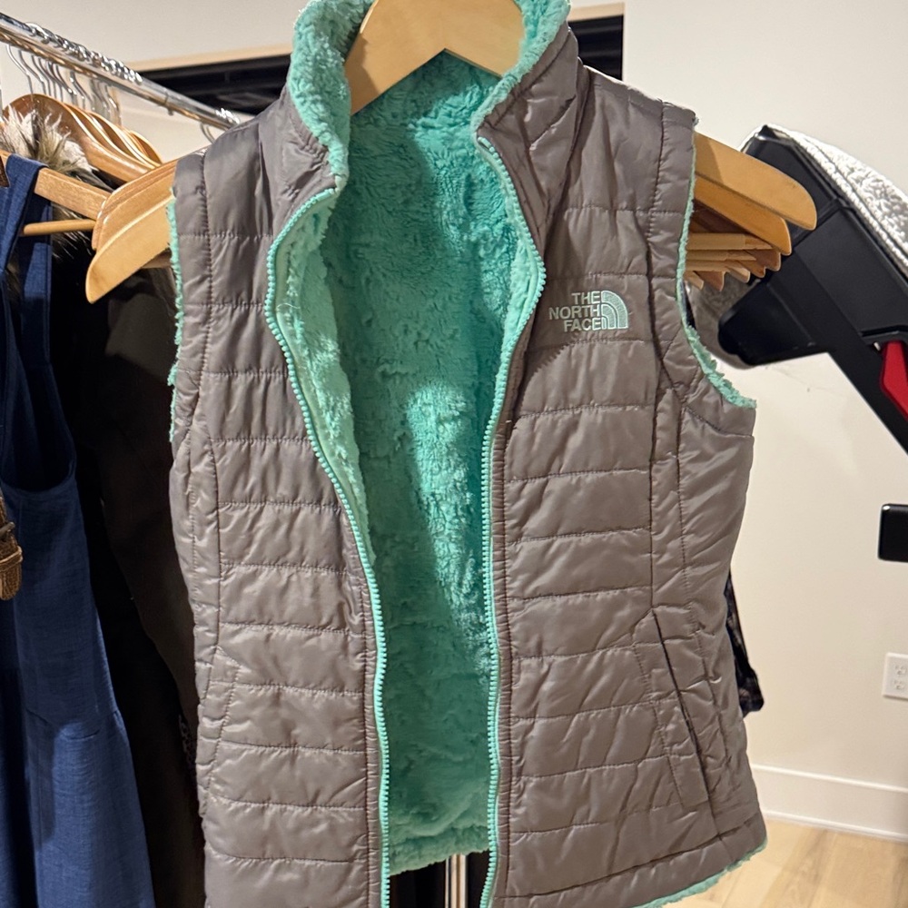 The North Face Gray and Teal Reversible Vest